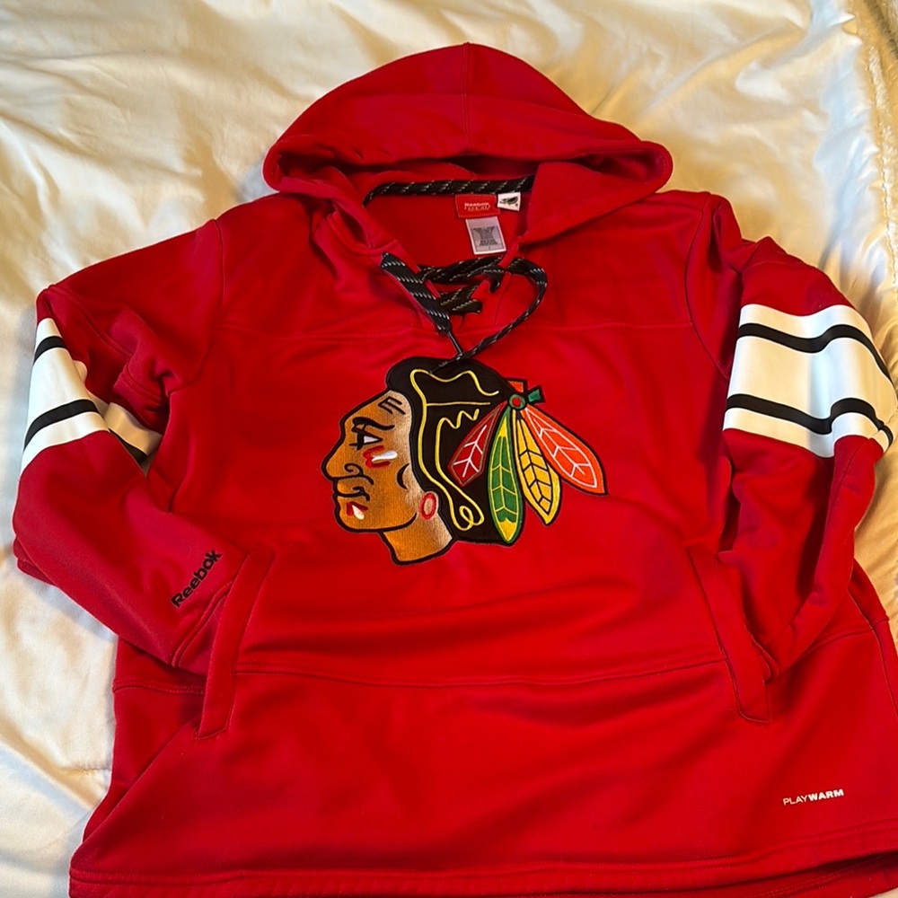 Reebok Chicago Blackhawks Red Hoodie Mens L
